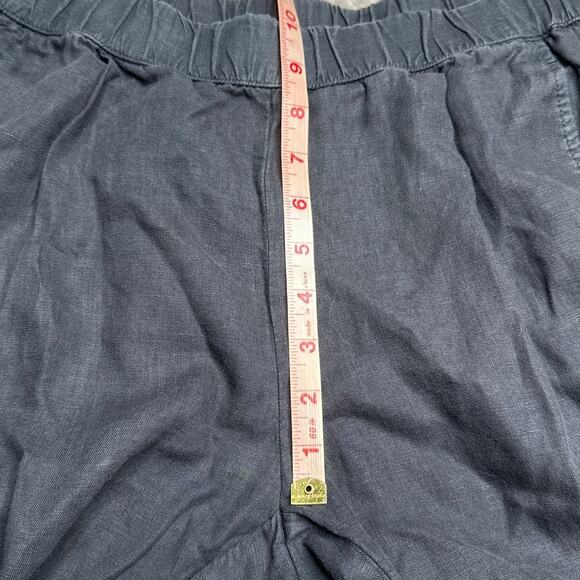Eileen Fisher 100% Organic Linen Black Cropped Pullon Elastic Waist Pants Petite - Picture 7 of 9